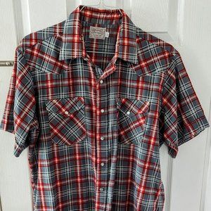 H Bar C Pearl Snap Western Plaid shirt - short sleeve - Men's XL size 17